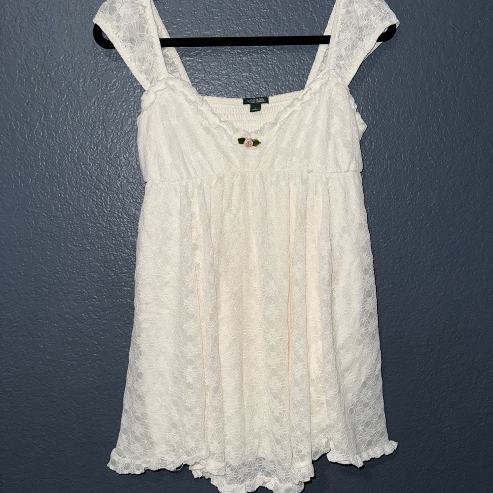 wild fable Cream Lace Asymmetrical Women's Dress